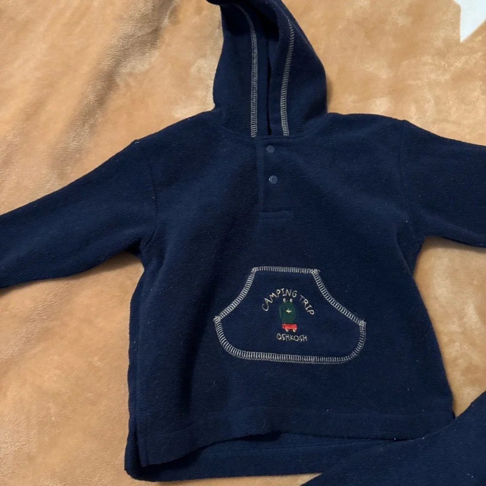 OshKosh Bgosh Baby Boys Navy Blue Fleece Hoodie and Pants Set 6-9 Months